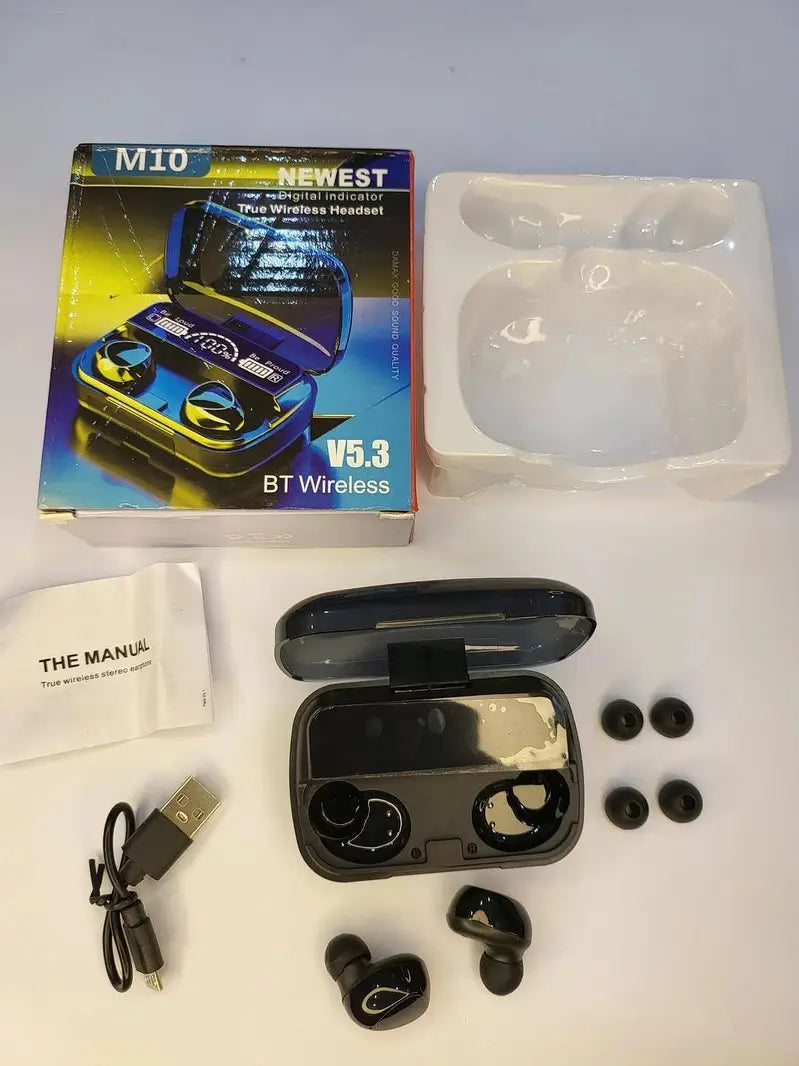 M10 TWS Wireless Earbuds Bluetooth 5.1 Touch Control Waterproof LED Display Charging Box 9D HiFi Sound for Gaming and Gym